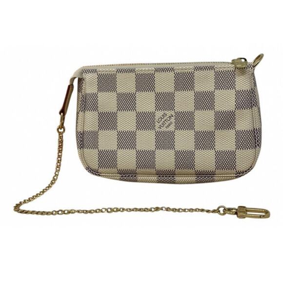 NEW LOUIS VUITTON Mini Pochette Accessoires Chain Pouch Damier Azur - Picture 1 of 13